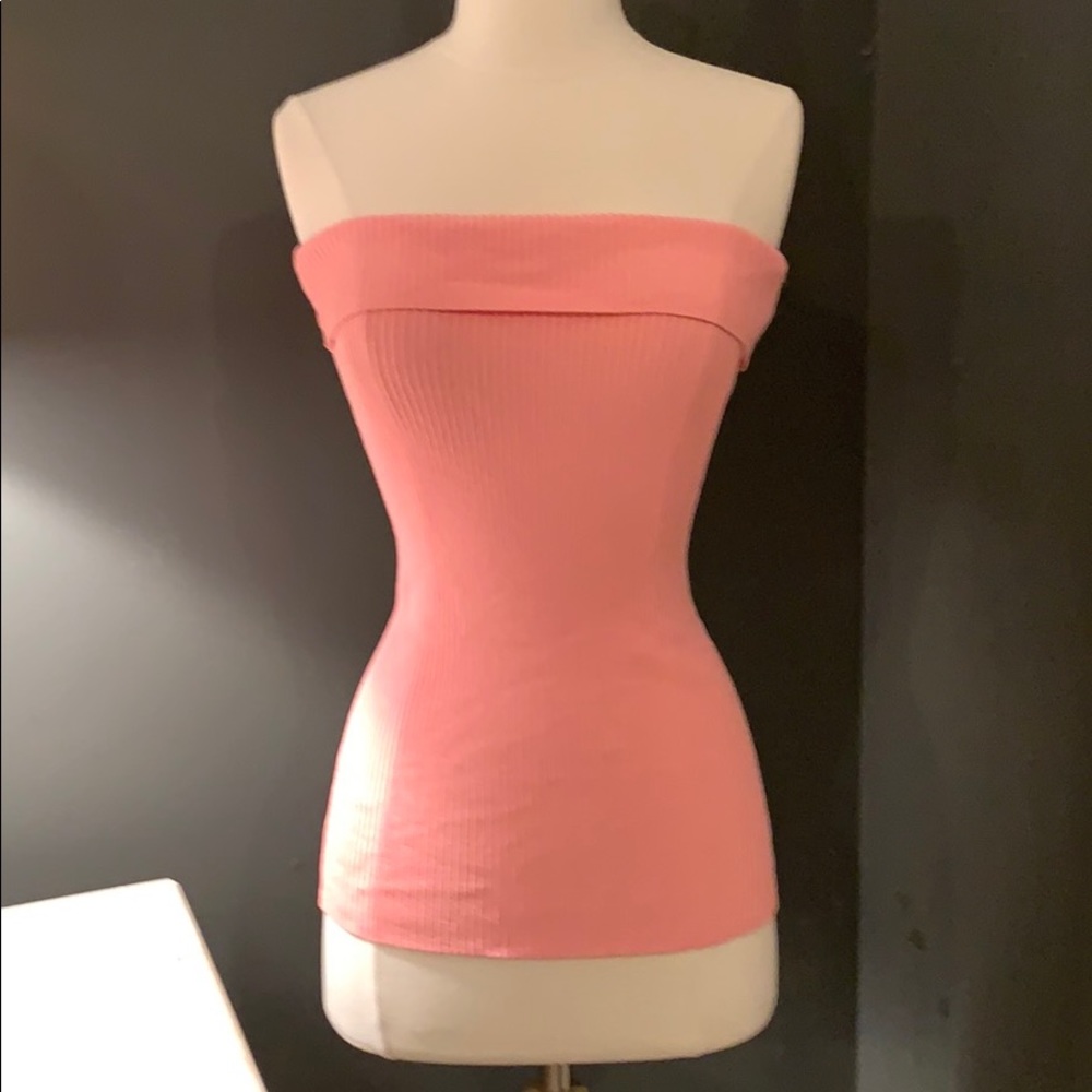 Bebe coral pink strapless rub tube too large